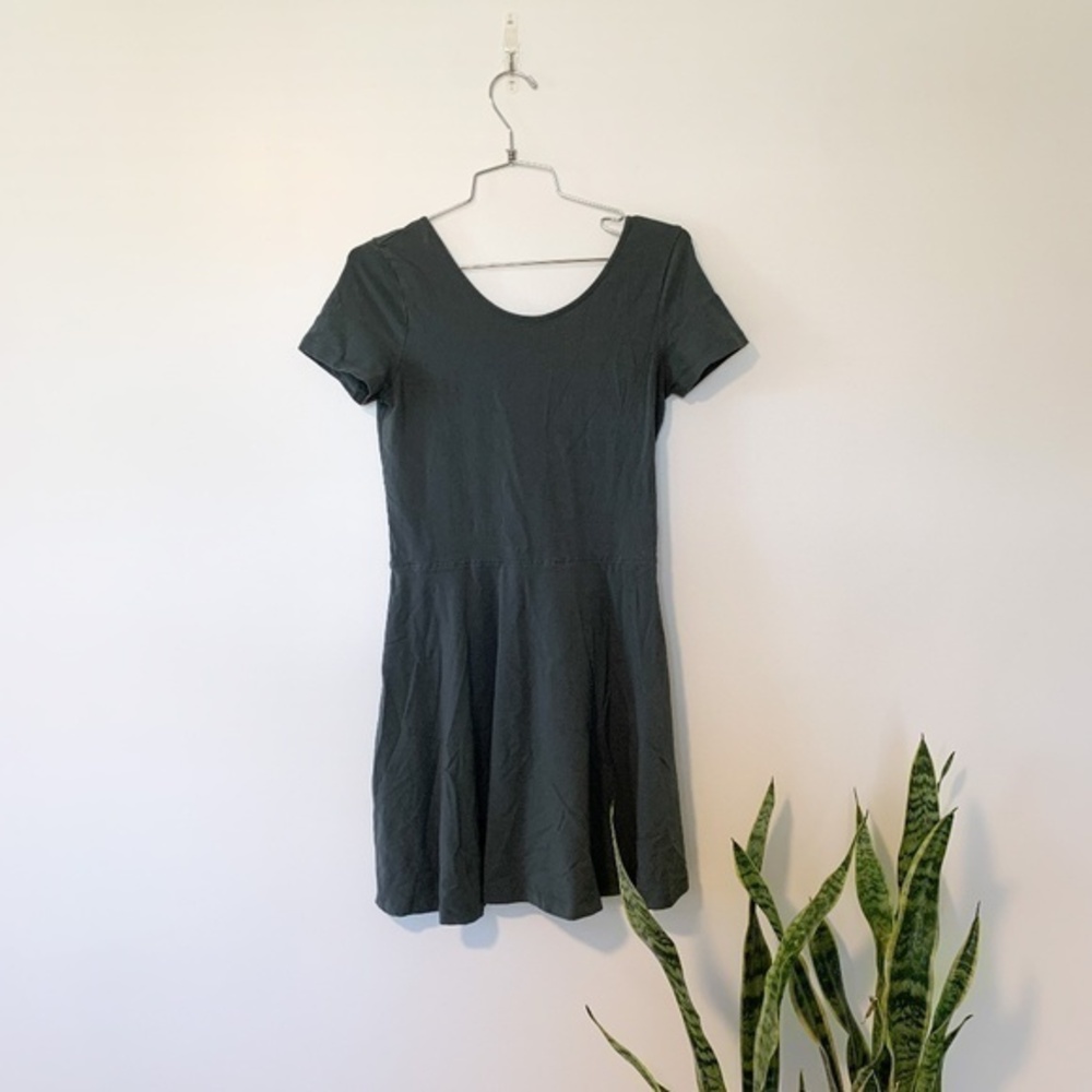 3/$25 BP Scoop Back Teal Grey Skater Dress sz L
